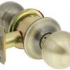US LOCK 2010 SERIES PASSAGE LOCKSET 2-3/8" BACKSET BALL KNOB ANTIQUE BRASS